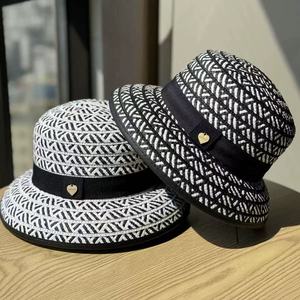 Mùa xuân hè 2025 mới rộng vành mũ thường nhẹ rơm Fedora Mũ ruy băng màu đen - Product Image 3