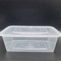 Boîte à lunch rectangulaire transparente personnalisable de 1250 ml en plastique PP, micro-ondable, jetable, pour plats à emporter avec couvercle