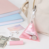 Mini pochette triangulaire transparente en PVC, porte-clés, porte-monnaie, fermoir pivotant, fermeture à pression, pour pièces de monnaie, clés, Kawaii, colorée, cadeau pour filles, vente en gros