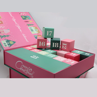 Boîte-cadeau de calendrier de l'avent de luxe personnalisé 25 jours idée de noël mystère aimant gaufré emballage en papier unique revêtement UV mat