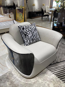 การผสมผสานระหว่างโซฟาห้องนั่งเล่นในสไตล์หรูหราของอิตาลีหนังแท้สีขาวโซฟาผสม1 + 2 + 3 - Product Image 2