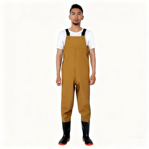 Salopette imperméable en PVC kaki en gros, pantalon de pêcheur imperméable pour les opérations de pêche - Product Image 1