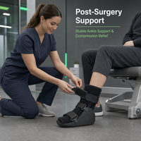 Botte de marche orthopédique courte OEM ODM F4102 avec semelle TPR large antidérapante et sangles en polaire pour la rééducation des entorses et des fractures