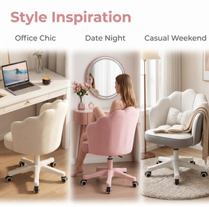 Silla de Escritorio Moderna de Terciopelo con Respaldo en Forma de Pétalo, Giratoria, Cómoda, para Sala de Estar, Hotel, Oficina en Casa, Manicura - Product Image 5