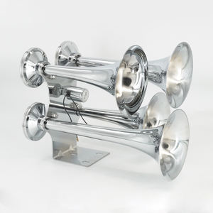 Kit de klaxon à air 4 trompettes <span class=keywords><strong>12V</strong></span>/24V 130dB super puissant, chromé, pour camion, bus, véhicule lourd - Product Image 3