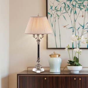 Vintage Lớn Đèn Bàn Rắn Mất Sáp Đồng Thau Với Đá Cẩm Thạch Bảng Ánh Sáng Trang Trí - Product Image 2