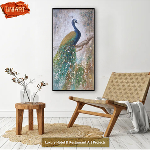 UNIART-<span class=keywords><strong>Peinture</strong></span> à l'huile abstraite sur toile <span class=keywords><strong>de</strong></span> paon faite à la main, <span class=keywords><strong>peinture</strong></span> animalière 3D personnalisée, 100% - Product Image 6