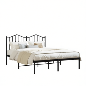 Struttura letto matrimoniale in acciaio verniciato a polvere nero, design industriale, mobili per camera da letto - Product Image 1