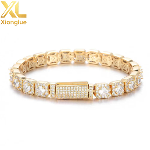 Bling Iced Out <b>Bracelet</b> AAA CZ Tennis Diamond <b>Bracelets</b> for Men 10mm Square Shape Cluster Tennis Chain Men Hiphop Jewelry - Product Image 6