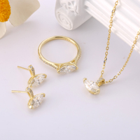 Ensemble de bijoux en argent sterling 925 personnalisé OEM avec zircone cubique, bague, boucles d'oreilles et collier taille marquise 5x10 mm pour femme, idéal comme cadeau