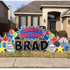 Happy Birthday corrugated plastic letter yard signs yard sign letters with stakes