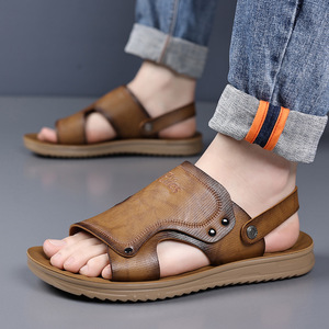 Sandalias de Hombre de Cuero Genuino, Punta Abierta, Suela Suave de EVA, Casuales para Exteriores - Product Image 3