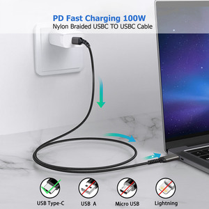 5A 100W Dual head Type-C PD nhanh chóng sạc Cáp USB C nylon bện cáp dữ liệu e-marker chip lá cho máy tính chuyển dữ liệu - Product Image 3