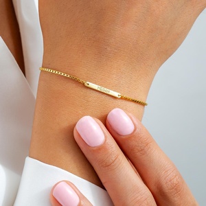 Nuevo Estilo Minimalista: Pulsera de Barra Dorada de Acero Inoxidable, Joyería Personalizada, Pulsera Larga con Dije Grabado, Venta al por Mayor - Product Image 5