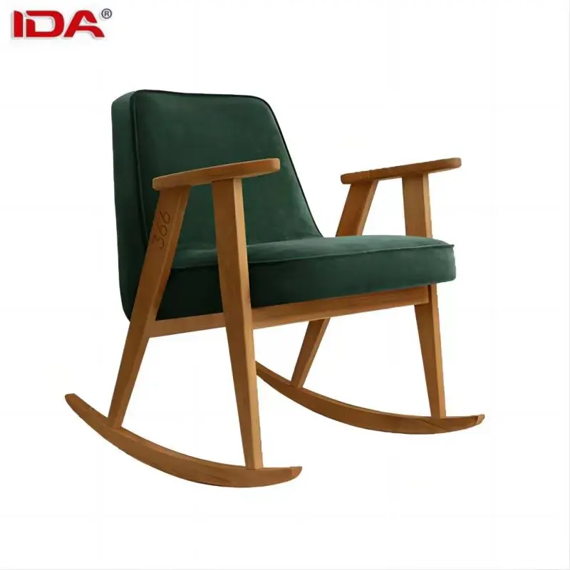 Fourniture directe d'usine Chaise berçante en bois massif de style nordique européen Fauteuil de salon