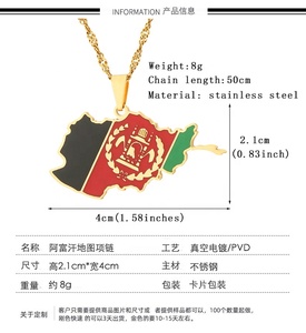 Collar de Acero Inoxidable con Colgante de <span class=keywords><strong>Mapa</strong></span> y Bandera de País, Cadena para Suéter, Colgante de <span class=keywords><strong>Mapa</strong></span> de Afganistán para Adolescentes - Product Image 4