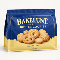 Sac d'emballage personnalisé pour biscuits au beurre, pochette alimentaire à fond plat refermable avec impression de marque privée