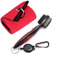 Serviettes de nettoyage de clubs de golf personnalisées en gros avec kit d'outils de brosse pour clubs de golf, en microfibre gaufrée rayée, cadeau de golf pour golfeur