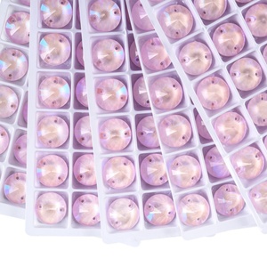 OLeeya Sparkle Top 5A Bevel Glass Round Rivoli Neon Colors Sewing Strass Big Crystals Flat Back Sew on Rhinestones for Jewelry - Product Image 2