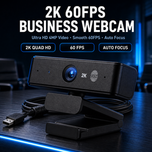 Cámara web USB 2K de 60FPS con micrófono, enfoque automático, zoom táctil, cubierta de privacidad, sin controladores, para videollamadas, clases en línea, transmisión en vivo - Product Image 2