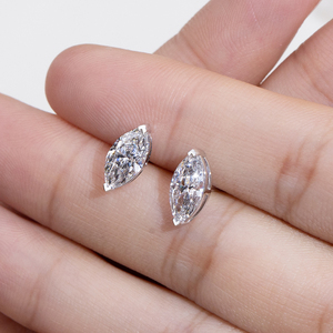 Boucles d'oreilles en or blanc 9 carats avec diamants marquise Messi Jewelry MSE-899 pour femmes - Product Image 4
