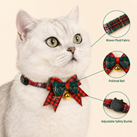 Collier de Noël pour animaux de compagnie avec nœud papillon et clochette, pour chiens et chats, OEM ODM, marque privée, vente en gros, accessoires pour animaux de compagnie