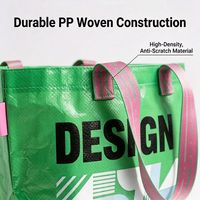 Sac en polypropylène tissé recyclé, sac fourre-tout laminé personnalisé, sac de shopping réutilisable avec logo, sac de courses imperméable en polypropylène