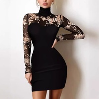 Robe de soirée vintage asymétrique noire en dentelle, ajustée, au-dessus du genou, style européen et américain, pour femme, couvrant les hanches