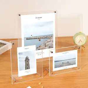 Wholesale Clear Transparent Acrylic Picture Photo Frame For Photo Insert Note Cards With Screw Foots Countertop