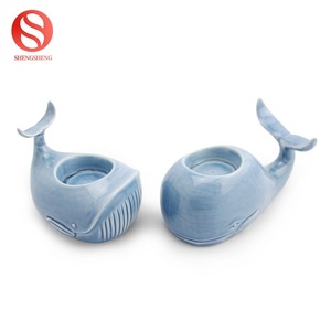Nouveau design personnalisé en céramique cétacés bleu océan petite baleine bougeoir ensemble - Product Image 2