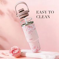 Gobelet isotherme en acier inoxydable de 900 ml, style floral, double paroi, pour conservation au froid, seau à glace portable, double usage