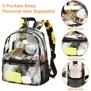 Klarer Rucksack für Schuljungen Mädchen Große durchsichtige Bücher taschen Hochleistungs-transparente Plastik rucksäcke für Frauen Arbeits stadion - Product Image 4