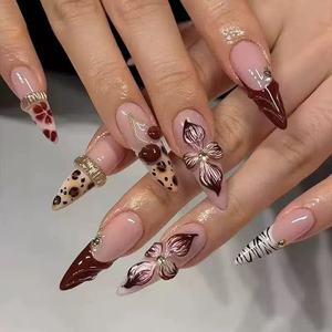 <span class=keywords><strong>Faux</strong></span> ongles en acrylique fabriqués à la machine, style français, couvrance totale, motif étoile, 24 pièces/boîte, avec colle, <span class=keywords><strong>pour</strong></span> tenue quotidienne, adolescents et usage décontracté - Product Image 4