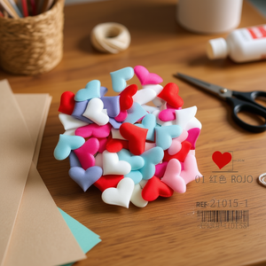 Cuori in Tessuto Ilan 3cm 15pz Rosso Rosa Blu Bianco per Decorazioni e Artigianato - Product Image 3