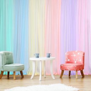 Rideaux de fond de scène DAMAI en tulle transparent effet arc-en-ciel pastel pour décorations de fenêtre de fête d'anniversaire d'enfants sur le thème de l'unicorn - Product Image 5