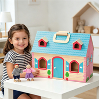 Mini jouet de maison en bois pliable avec meubles, jouet Portable de haute qualité