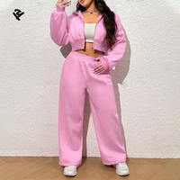 L801156 Fabricants de vêtements sur mesure grande taille pour femmes veste à capuche zippée et pantalon de survêtement ensemble de survêtement ensembles pour femmes