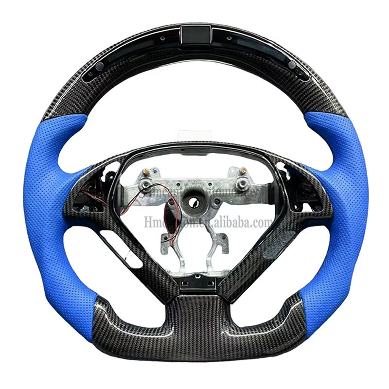 คาร์บอนไฟเบอร์ + หนังสีน้ำเงิน + เย็บสีน้ำเงิน + ไฟ LED