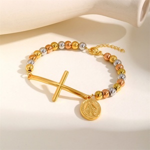 Pulsera de Rosario de la Religión Católica, Colgante de Cruz de la Virgen María, Pulseras de Joyería para Mujer - Product Image 3