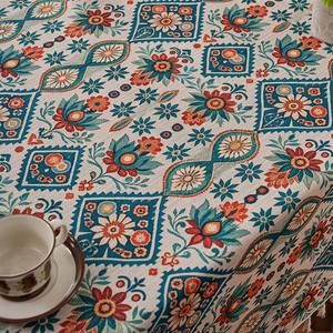Nappe rectangulaire imprimée florale style bohème vintage, décoration ethnique pour la maison, housse de table anti-poussière lavable pour cuisine et salle à manger - Product Image 4