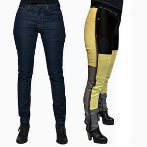 Jeans de Mezclilla Elásticos Premium de Corte Ajustado y Alta Calidad para Mujer, Color Índigo, con Forro Protector para Motociclistas - Product Image 1