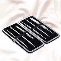 Kit professionnel de 6 pièces en acier inoxydable pour l'élimination des boutons - Ensemble d'aiguilles pour le traitement de l'acné et l'élimination des points noirs & outil d'extraction faciale