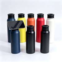 Bouteille d'eau magnétique avec support pour téléphone, en acier inoxydable, double paroi, isolée sous vide, anti-fuite, sans BPA, avec poignée, couvercle et paille, pour le sport