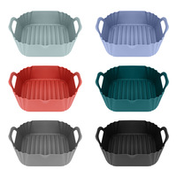 Pot en silicone de qualité alimentaire pour friteuse à air, avec poignées courtes, antiadhésif, résistant à la chaleur, doublure carrée pour friteuse à air, plat de cuisson réutilisable pour XL