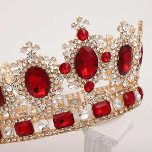 Eur-America Round Diamond Crown Headpieces Luxe Alliage Rétro Couronne Mariage Pageant Couronne Haute Qualité Exquis Princesse Diadème - Product Image 5