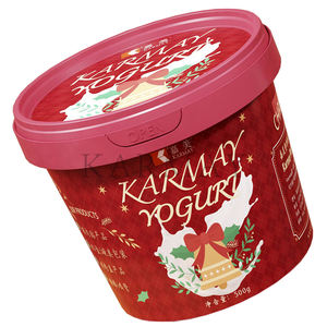 Pot à yaourt en plastique de 500 ml (16 onces) avec couvercles et cuillère, rond, étiquette IML, style Noël européen, fabriqué en Chine - Product Image 2