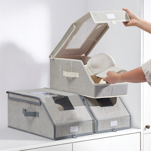 Customized Magnetic Flip Top <b>Hat</b> Storage <b>Box</b> Rectangle Foldable Dustproof For Bedroom Wardrobe Clothes Organizer - Product Image 1