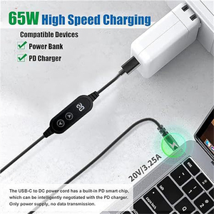 Câble de déclenchement <span class=keywords><strong>USB</strong></span>-C PD 5-20V à tension réglable avec 8 embouts adaptateurs DC, câble de simulation PD 5 vitesses avec affichage numérique réglable - Product Image 5