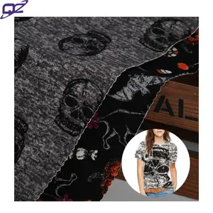 Fashion Skull Printed 4 Way Stretch Yummy Fabric 92%Polyester 8%Spandex Soft Touch Comfortable Jersey Fabric For Dress