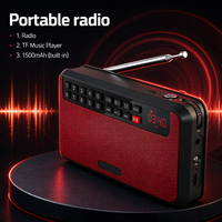 Radio FM/AM portable, lecteur MP3, écran LCD, batterie rechargeable, lecteur de cartes, lecteur de cassettes, prise casque, lampe torche, OEM